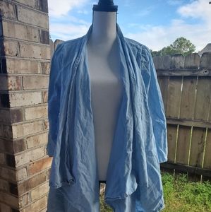 Lucky Brand Chambray Draped Shawl Jacket